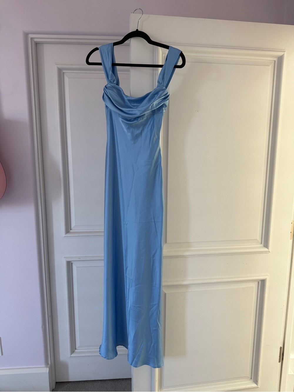 Beginning Boutique Light Blue Satin Maxi Dress